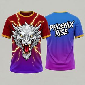 Camiseta de Fútbol Sublimada Phoenix Rise para Hombre, Cuello Redondo, Manga Corta, Secado Rápido, Poliéster, Ropa Deportiva, Corte Regular para Adultos - Product Image 1