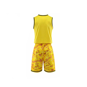 Ensemble de maillot de basket-ball camouflage jaune pour homme, sans manches, séchage rapide, polyester, vêtements de sport d'été, coupe régulière, taille élastique - Product Image 3
