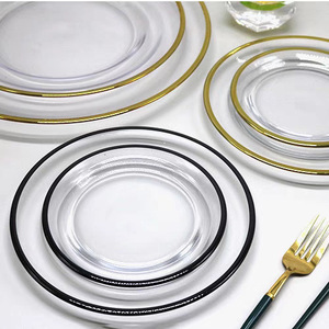 Assiettes de présentation de luxe transparentes or et noir pour occasions festives – Vente en gros - Product Image 3