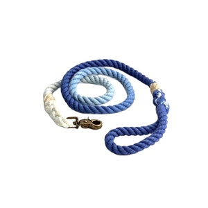 Laisse de chien personnalisée de luxe bleu Ombre haute qualité Polyester PU coton cuir Nylon revêtement réglable formation de base animal de compagnie - Product Image 1