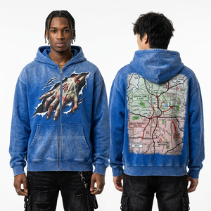 Sweat à capuche tie-dye bordeaux personnalisé pour homme, imprimé graphique squelette artistique, délavage vintage, coupe oversize, streetwear, fournisseur de vêtements - Product Image 4