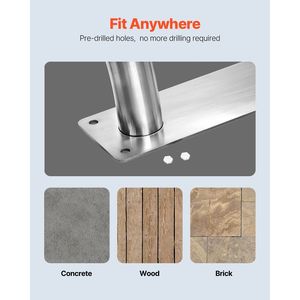 Set di 2 Corrimano per Piscina in Acciaio Inox 304, 76x76 cm, Capacità di Carico 170 kg, Accessorio per Parchi Acquatici - Product Image 6