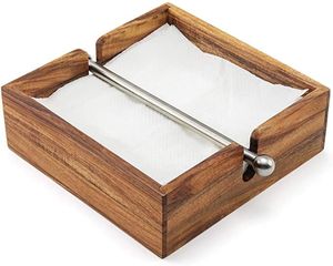 Support à serviettes en bois plat avec bras en métal noir et emballage luxueux pour table à manger à la maison et pour les fêtes - Product Image 6
