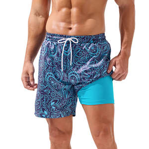 Shorts de Baño Casuales para Hombre, Color Azul Marino, Transpirables, de Secado Rápido, Cintura Media, con Logotipo Frontal, Bolsillos con Cordón - Product Image 3