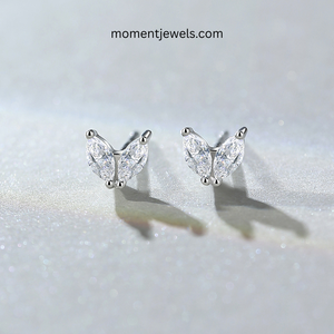 Rhodium Plated 925 Sterling <b>Silver</b> Moissanite <b>Stud</b> Earrings for Women V Shape Moissanite Ear <b>Studs</b> Claw Setting Simple Style - Product Image 2