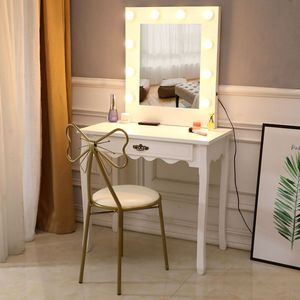 FCH Generous Single Pumping Foot Makeup <b>Vanity</b> with Bulb Warmer White Dressing <b>Table</b> with <b>Mirror</b> -YS - Product Image 1