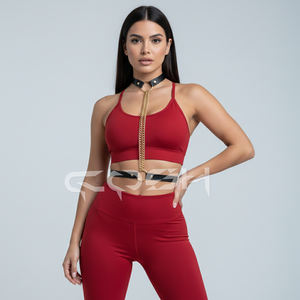 Arnés de cuero negro con doble cadena dorada y cinturón ajustable para lencería - Product Image 3