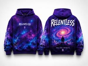 Sudadera con Capucha Personalizada OEM ODM con Estampado Cósmico Negro y Morado, Sudadera Oversize de Estilo Urbano - Product Image 3