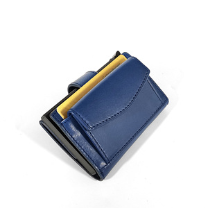 Top Ranking Tilonstar Pop-up <b>Wallet</b> Castello Oiled Waxy Leather Aluminum <b>Card</b> <b>Holder</b> Button RFID Protection Black Brown Navy - Product Image 4