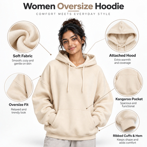 Sweat à capuche oversize pour femme, offrant un mouvement confortable, tissu de qualité supérieure et coupe ample pour un style décontracté et les loisirs. - Product Image 6