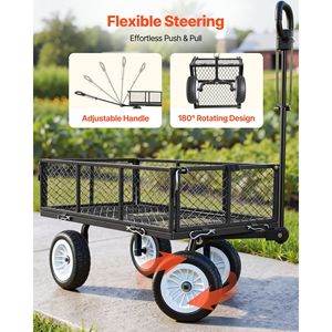 Carretilla de Jardín de Acero Resistente de 900 LBS con Llantas de 10 Pulgadas, Carro de Jardinería Ajustable para Exteriores, Carro Utilitario con Remolque - Product Image 6
