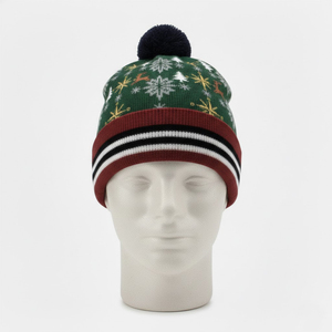 Bonnet d'hiver chaud unisexe en tricot avec logo personnalisé, couleur unie, broderie 3D, bonnet d'hiver pour homme, jacquard 2026 - Product Image 2