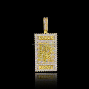 Joyería de Hip Hop al por mayor personalizada Rolls Royce rectángulo encanto latón cúbico VVS laboratorio cultivado diamante colgante para fiesta de Rock - Product Image 1