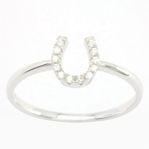 Bagues de fête pour femmes en or plaqué 18 carats, design géométrique classique porte-bonheur, diamant taille brillant 0,08 ct, 2 g micro, vente en gros OEM - Product Image 1