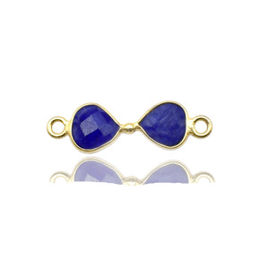 Charme en Pierre Précieuse Cœur de Saphir Bleu |   Connecteur élégant pour la fabrication de bijoux - Product Image 1