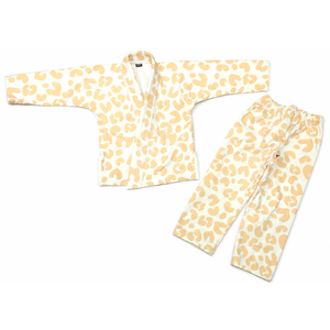 Kimono BJJ unisexe à imprimé léopard marron, coupe régulière, respirant, 100% coton/polyester, uniforme d'arts martiaux unisexe / pour enfants - Product Image 1