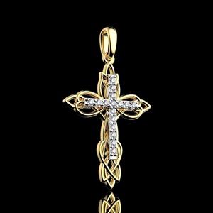 Moissanite Cross <b>Necklace</b> with Lab Grown Diamond <b>Necklace</b> Christian Jewelry Faith Pendant in 925 <b>Silver</b> & 14K Gold Diamond - Product Image 2