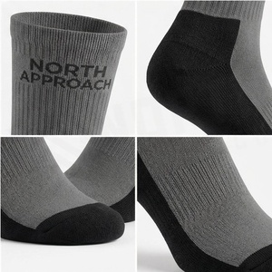 Chaussettes de randonnée respirantes North Approach Crew Socks, gris uni, pour adultes, saison printemps - Product Image 4