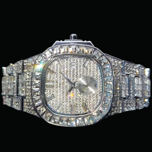 Luxury Vintage Modern ETA Quartz Stainless Steel <b>Case</b> Men's <b>Watch</b> Eco-Friendly Diamond Moissanite Accents Glass/Crystal Dial - Product Image 3