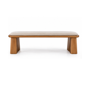 Banc de jardin en teck massif avec coussin pour terrasse, jardin, bord de piscine, restaurant, hôtel, resort, mobilier de terrasse - Product Image 1