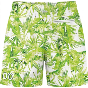 Shorts de bain personnalisés pour hommes, imprimé floral, taille à cordon de serrage, séchage rapide, style décontracté, longueur courte, tissu polyester - Product Image 6