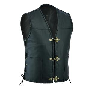 Gilet en cuir véritable de qualité supérieure pour homme, noir, style motard, vintage, respirant, gilet d'hiver, plusieurs fermetures éclair, durable - Product Image 1