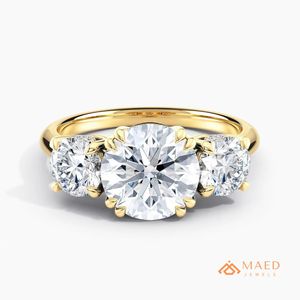 Bague de fiançailles en moissanite plaquée or de luxe avec sertissage à griffes, taille ronde, bijou de mariée, cadeau pour femme, pour mariage, anniversaire, fête - Product Image 1