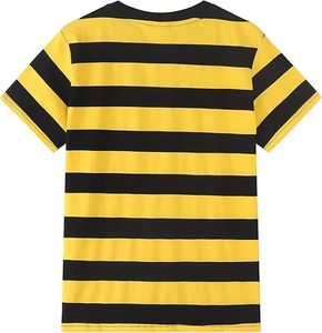Mens Yellow <b>Black</b> Striped Breathable Plus Size Cotton Crew Neck T-<b>shirt</b> | Short Sleeve Casual Bold Stylish Everyday Comfort - Product Image 2