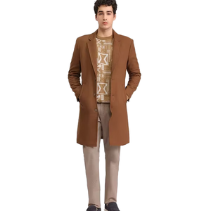 Manteau long en laine épaisse et respirante pour homme, élégant, design classique, pour un style formel et décontracté. - Product Image 4