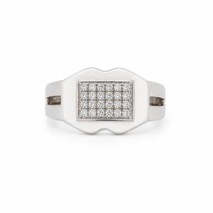 925 Sterling <b>Silver</b> <b>Mens</b> Diamond Pave Square Signet <b>Ring</b> Modern Minimalist Design High Polish Finish Wedding Party Daily Wear Gi - Product Image 1