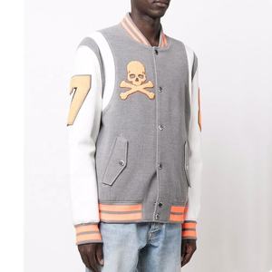 Parches Bordados OEM con Logotipo Personalizado, Chaqueta Varsity de Invierno para Hombre, Cuello Alto de Cuero, Tallas Grandes, Diseño Personalizado - Product Image 3