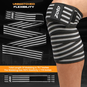 Sangles de soutien pour genoux de musculation personnalisées en gros, antidérapantes et élastiques, pour squats et haltérophilie, destinées aux fournisseurs d'équipements de fitness - Product Image 3