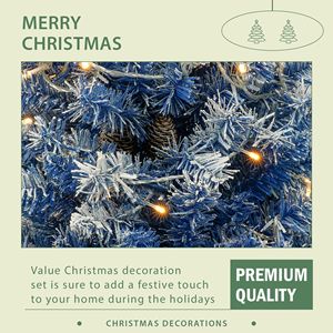 Set Natalizio Pre-Illuminato in 4 Pezzi: Albero di Natale Artificiale con Luci LED, Ghirlanda e Corona, Decorazioni per Ingressi - Product Image 4