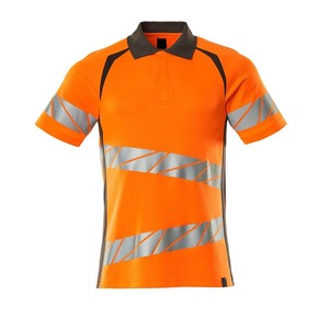 High Visibility <b>Orange</b> Reflective Men's Short Sleeve <b>Polo</b> Shirt Quick Dry Knitted Polyester Casual Geometric Pattern - Product Image 6