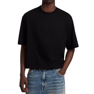 OEM logotipo personalizado 300GSM Streetwear Box Cut camiseta peso pesado recortada Top camiseta gráfica de algodón de gran tamaño Boxy Fit camiseta - Product Image 1