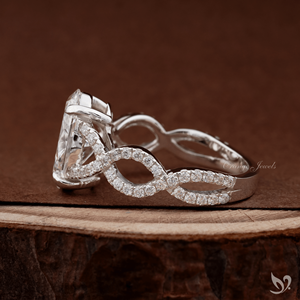 IGI Certified 3 Carat Oval Lab Diamond Engagement <b>Ring</b> Twisted <b>Split</b> Shank Pave Setting in 10K White Gold - Product Image 2