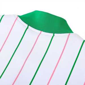 Veste polaire technique unisexe AKA Pinstripe avec broderie chenille lettres grecques, fermeture éclair, coupe athlétique, style streetwear blanc et vert - Product Image 5