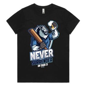 Never Surrender On Tour 23 Camiseta negra para hombre con estampado de personaje de león, corte regular, estilo informal, cuello redondo, manga corta - Product Image 1