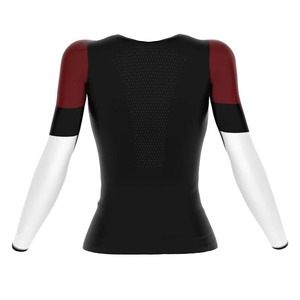 Haut de compression respirant de haute qualité pour femmes, personnalisé, pour le fitness et le sport, imprimé par transfert thermique, 100 % polyester, col en V, coupe courte - Product Image 4