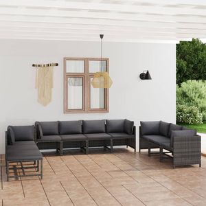 10-Piece Poly <b>Rattan</b> Gray Patio Lounge Set with <b>Cushions</b> for <b>Garden</b> Leisure - Product Image 1