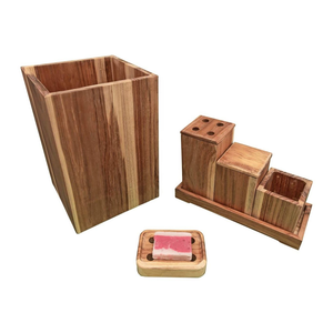 Accesorios de Baño de Bambú, Juego de Artículos de Baño de Madera de Teca Completamente Ensamblado - Product Image 1