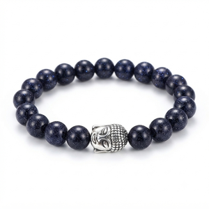 High Quality <b>Bracelet</b> Blue Goldstone Buddha <b>Beads</b> Stone <b>Bracelet</b> Crystal Gemstone Fashion Jewelry <b>Men</b> and Women Gift Energy - Product Image 1