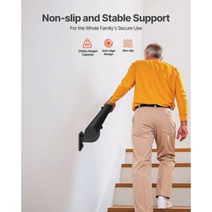 Corrimano per Scale in Alluminio Zincato Nero da 4 Piedi, Montaggio a Parete, Diametro Tubo 1,26 Pollici per Uso Interno ed Esterno - Product Image 2