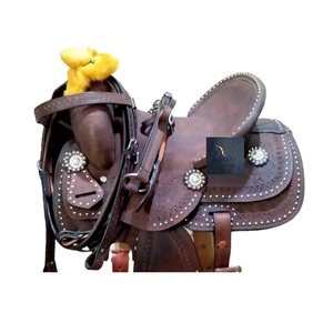 Brown Roughout Leather Western Barrel Racing Horse Saddle Floral & Basket Wave <b>Hand</b> Tooled Flower Conchos Studded Hard Seat - Product Image 3