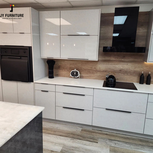JY Project Customized High Glossy <b>PVC</b> Slab Modern Modular Kitchen Cabinets with Hinge MDF Carcase Wall Mount Direct VN Factory - Product Image 4