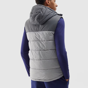 Wholesale Plain <b>Men</b> Hooded Puffer Vest Metallic Heat Reflective Lining Gilet - Product Image 2