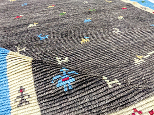 Tapis Kilim Bohème en Laine Noué à la Main, Motif Médaillon Rectangulaire, Écologique, Lavable, Antidérapant, avec Dos en Laine, Taille Moyenne - Product Image 5