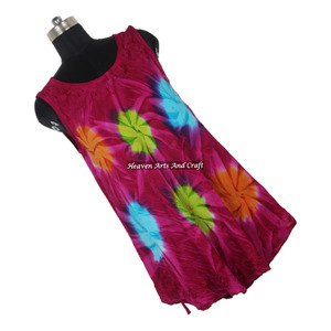 Robe longue maxi pour femme, imprimé tie-dye, 100% rayonne, vêtement de plage sans manches, robe maxi faite à la main - Product Image 2