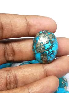 Aamna Gems Pierre précieuse naturelle de qualité supérieure, turquoise iranienne, cabochon ovale, pierre précieuse non montée, polie, avec expertise tierce, pour bijoux - Product Image 1