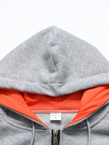 Sweat à capuche noir pour homme, coupe classique, en molleton, avec poches, doublure orange, 100% polyester, respirant, 300g - Product Image 3